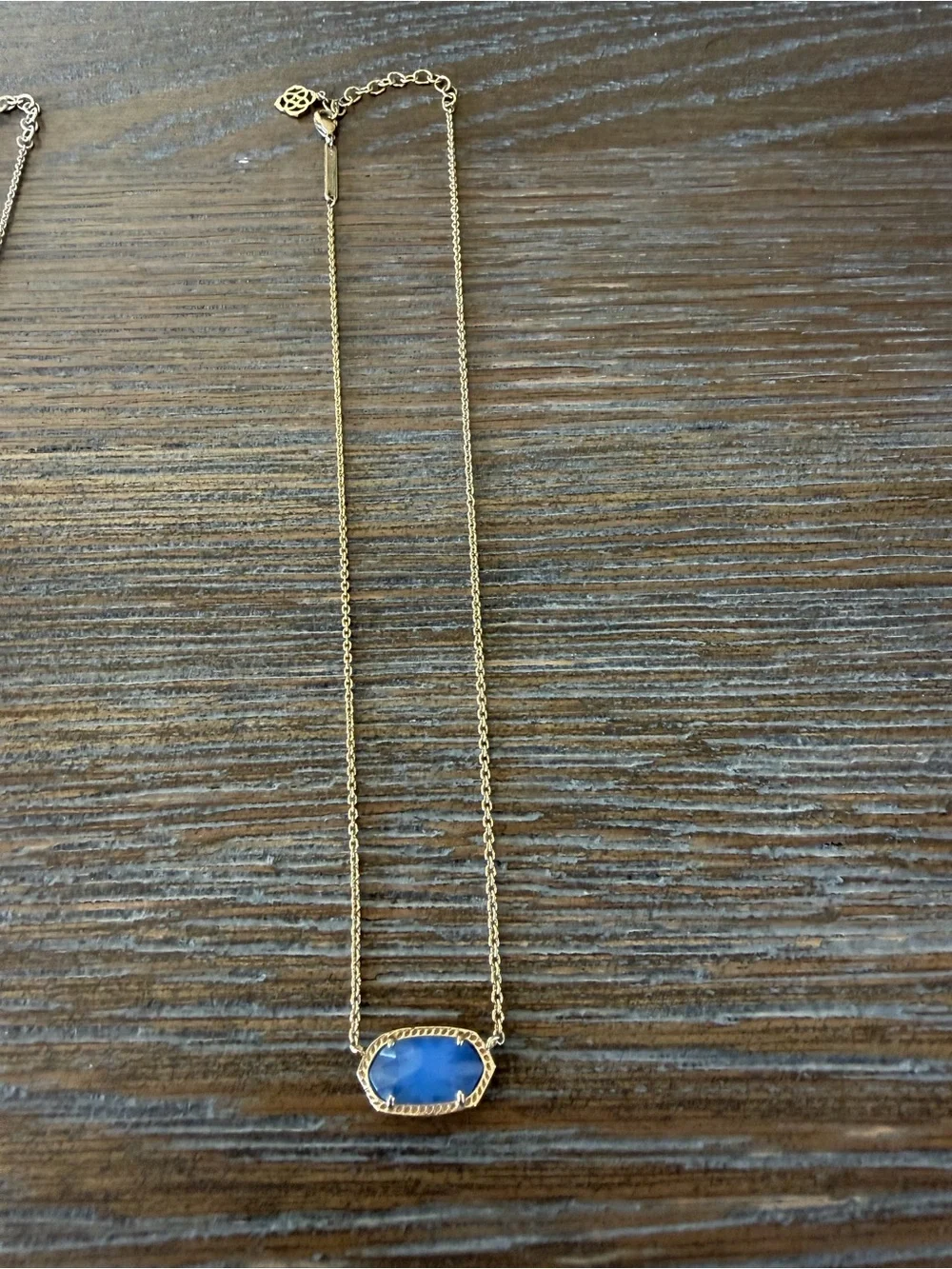 Kendra Scott Gold Necklace with Blue Faceted Pendant